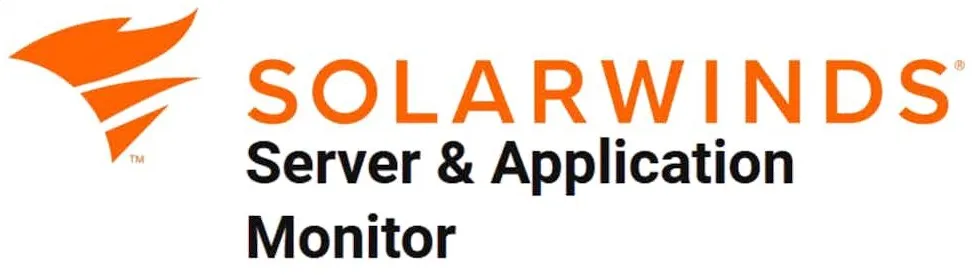 logo SolarWinds Server and Application Monitor - black text + orange logo